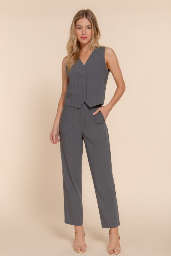 HIGH WAIST PINTUCK DETAIL LONG PANTS 