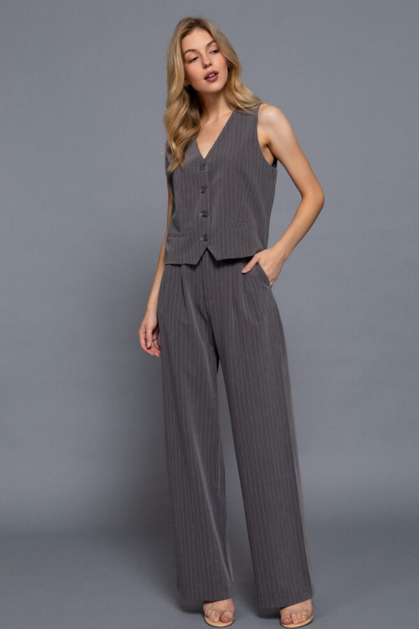 PIN STRIPE WOVEN STRAIGHT PANTS - Image 8