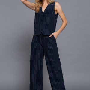 PIN STRIPE WOVEN STRAIGHT PANTS