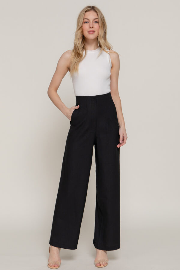 HIGH WAIST STRAIGHT LINEN PANTS - Image 13