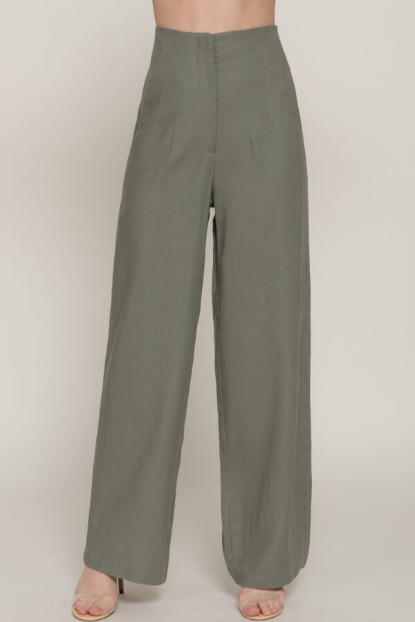 HIGH WAIST STRAIGHT LINEN PANTS - Image 8