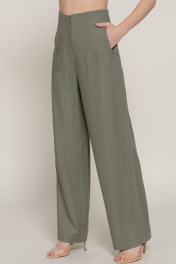 HIGH WAIST STRAIGHT LINEN PANTS - Image 7