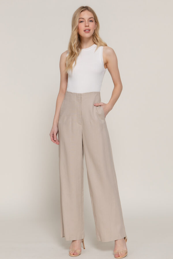 HIGH WAIST STRAIGHT LINEN PANTS - Image 5