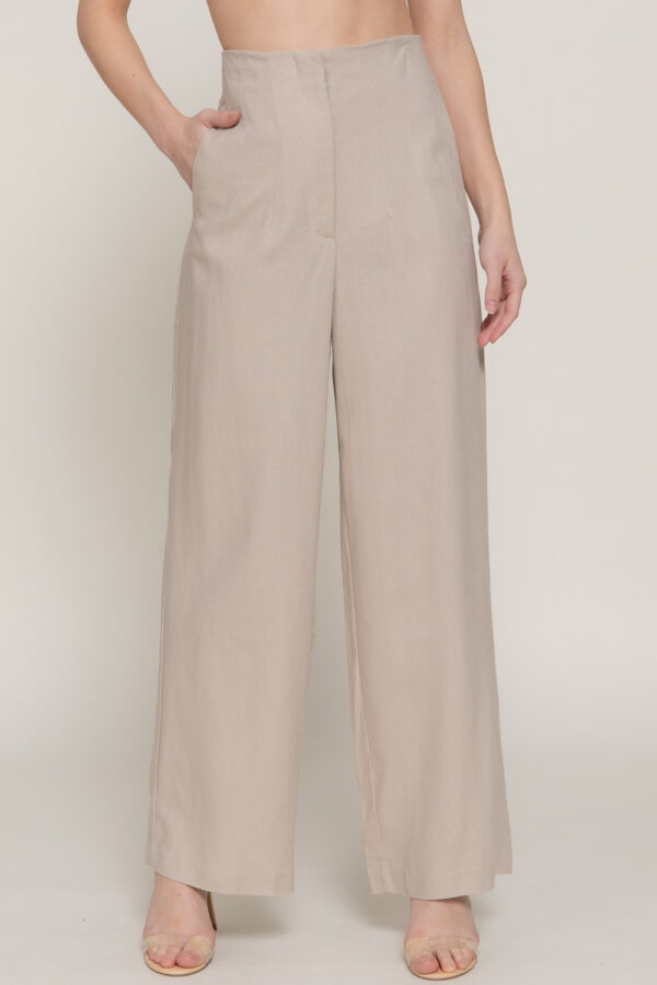 HIGH WAIST STRAIGHT LINEN PANTS - Image 4