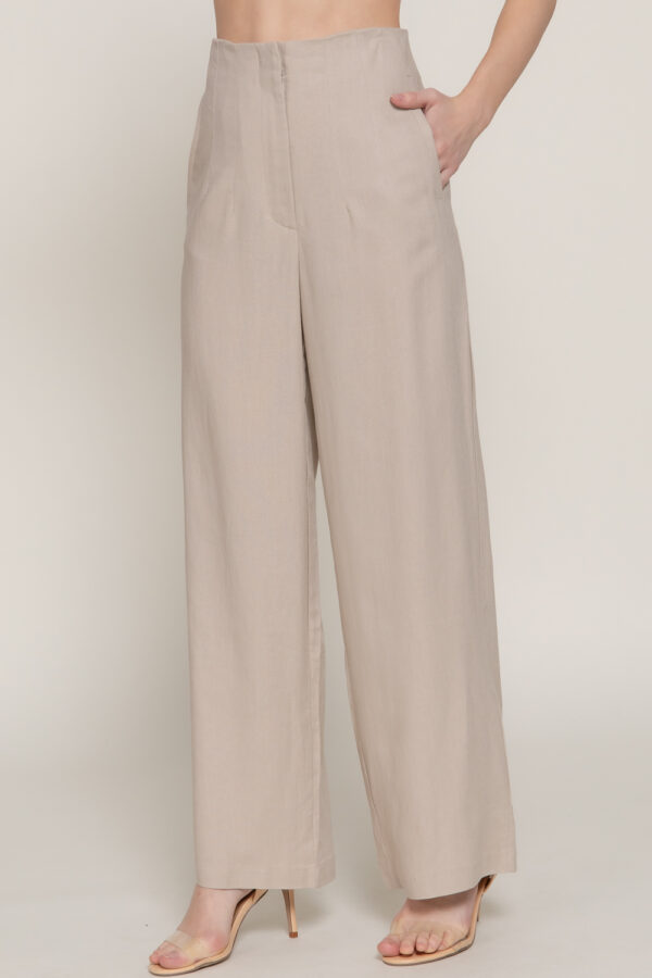 HIGH WAIST STRAIGHT LINEN PANTS - Image 3