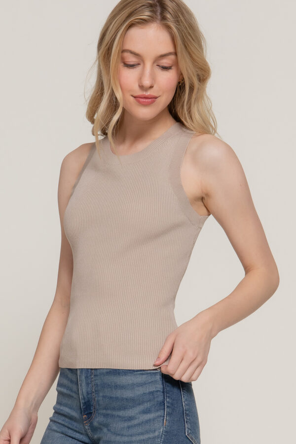 SLEEVELESS ROUND NECK SPRING SWEATER - Image 4