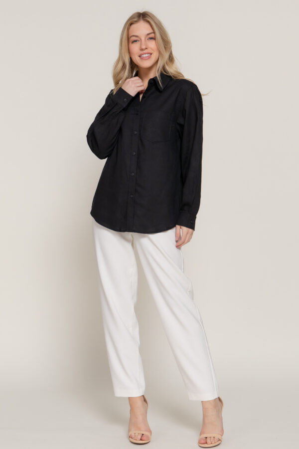 LONG SLEEVE LINEN BLEND SHIRT - Image 2