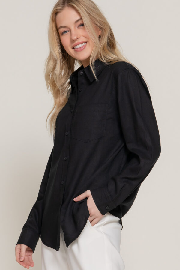 LONG SLEEVE LINEN BLEND SHIRT - Image 4