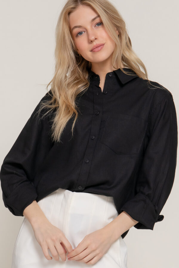 LONG SLEEVE LINEN BLEND SHIRT - Image 6