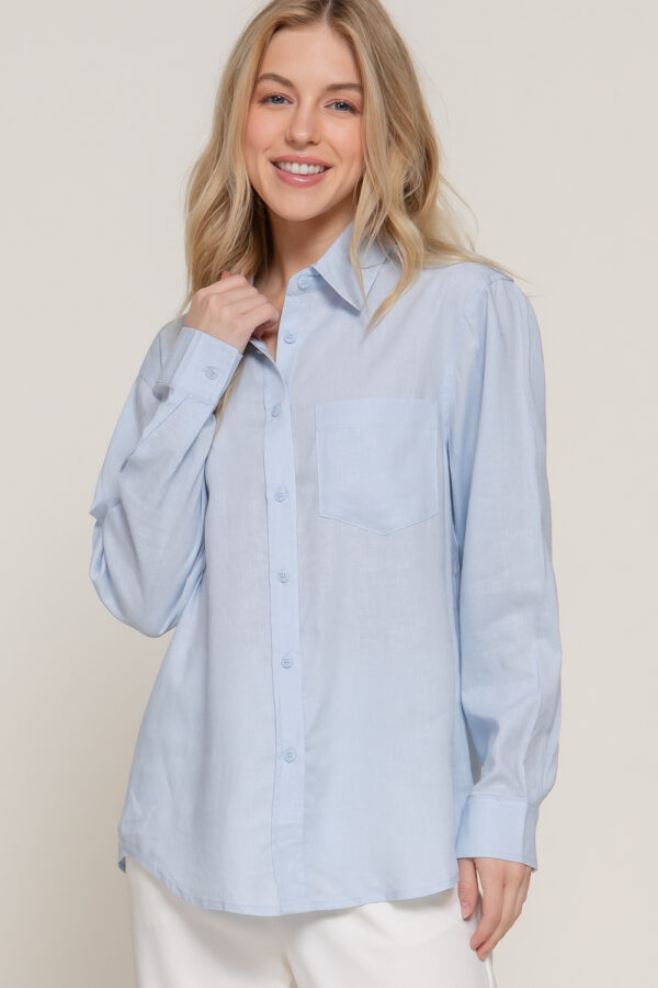 LONG SLEEVE LINEN BLEND SHIRT - Image 8