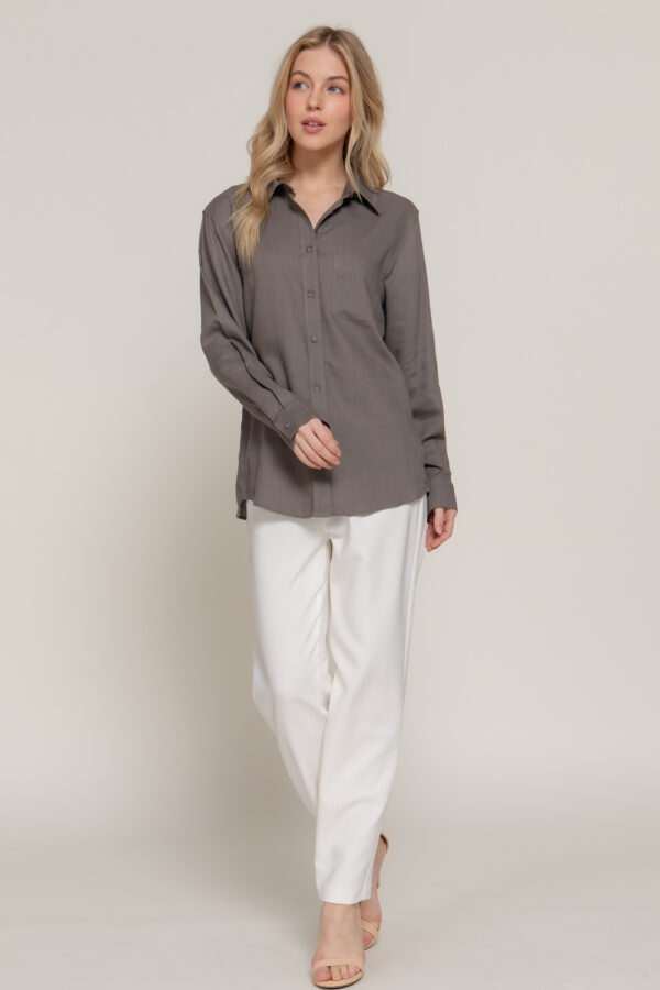 LONG SLEEVE LINEN BLEND SHIRT - Image 26
