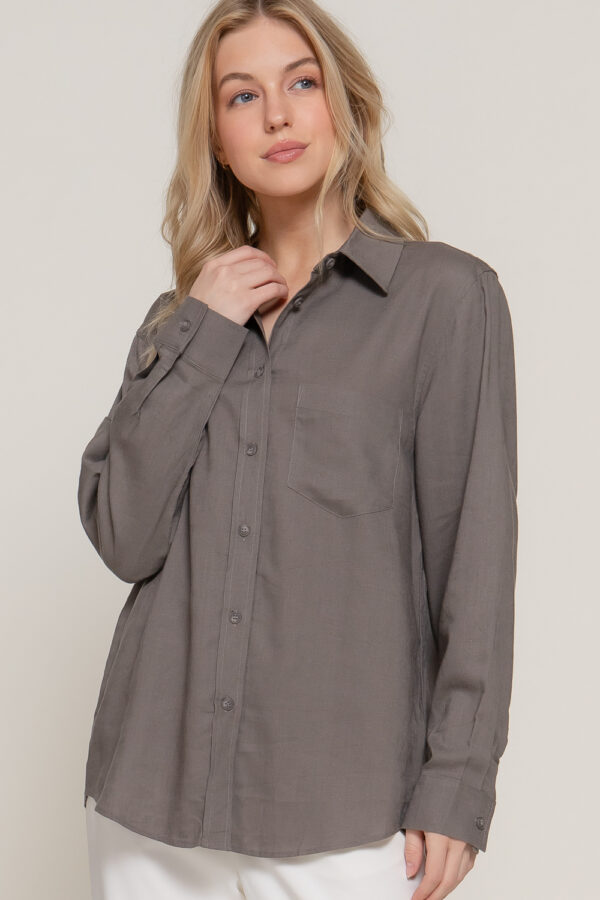 LONG SLEEVE LINEN BLEND SHIRT - Image 25