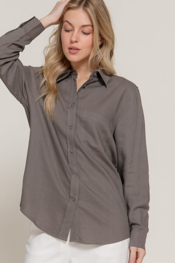 LONG SLEEVE LINEN BLEND SHIRT - Image 24