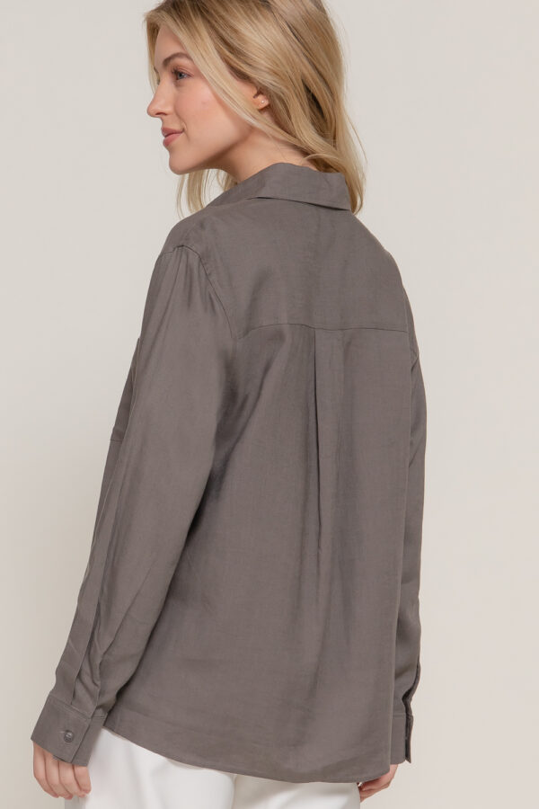 LONG SLEEVE LINEN BLEND SHIRT - Image 23