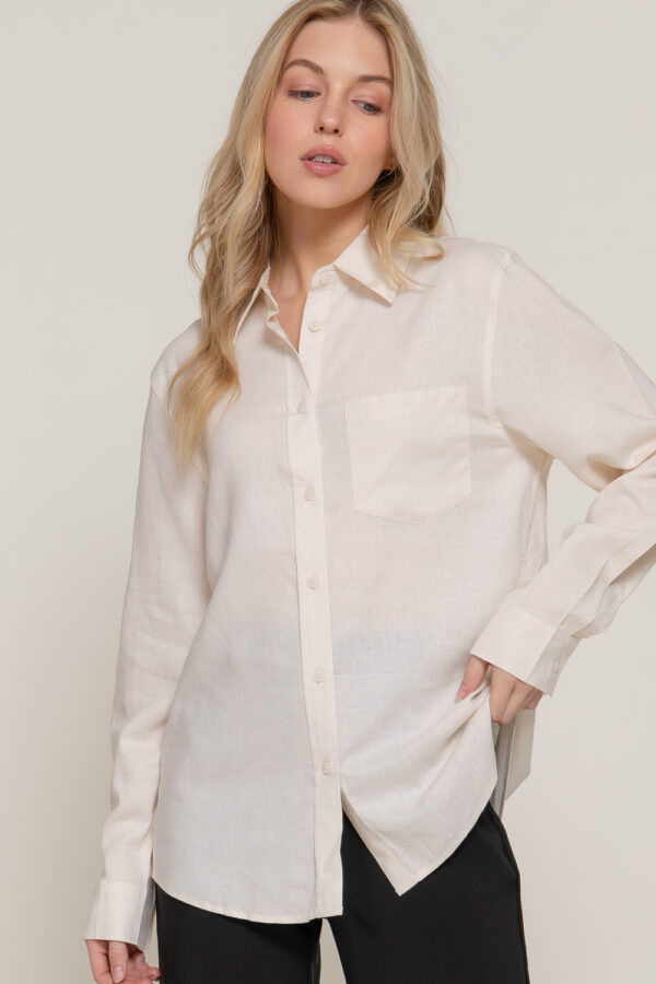 LONG SLEEVE LINEN BLEND SHIRT - Image 15