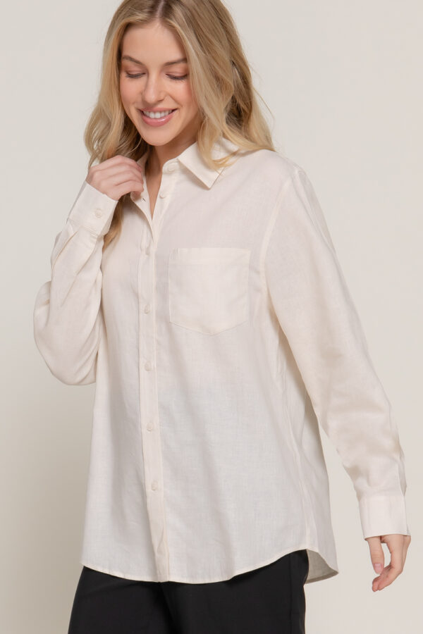 LONG SLEEVE LINEN BLEND SHIRT - Image 16