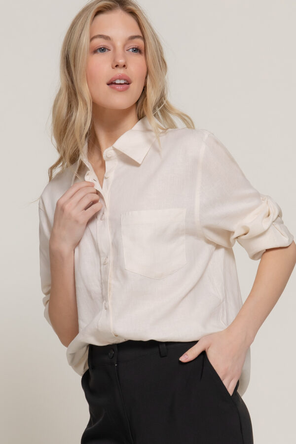 LONG SLEEVE LINEN BLEND SHIRT - Image 18