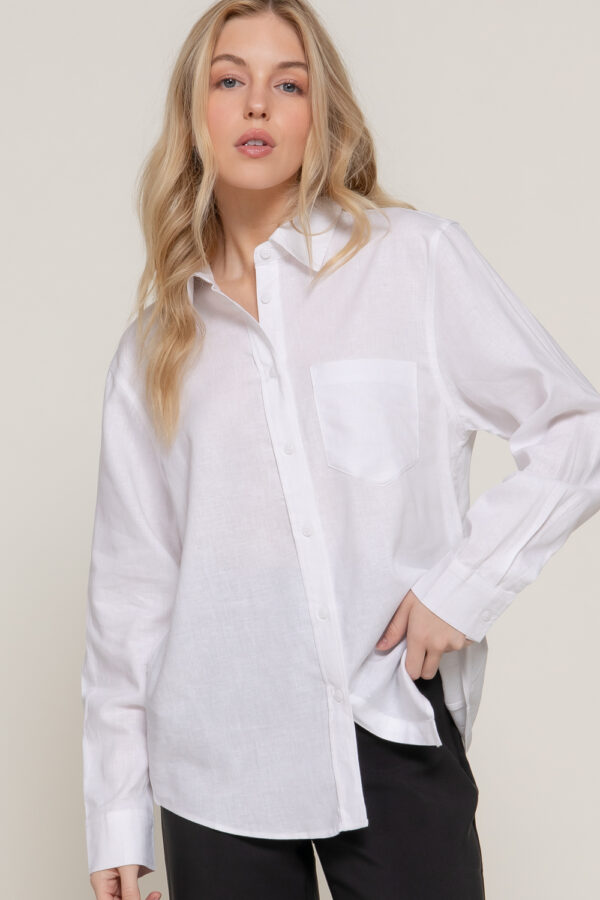 LONG SLEEVE LINEN BLEND SHIRT - Image 20
