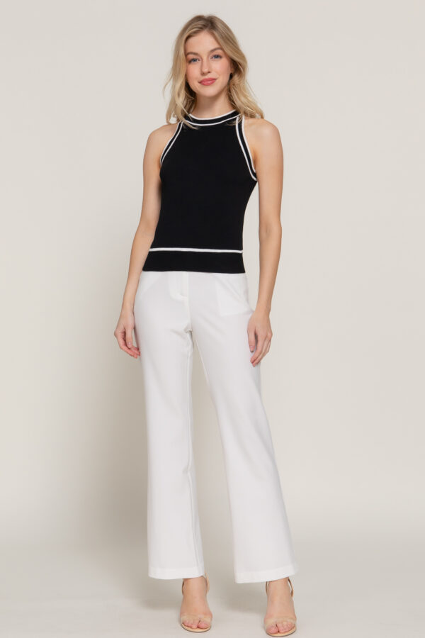 CONTRAST STRIPE HALTER NECK SPRING SWEATER - Image 9