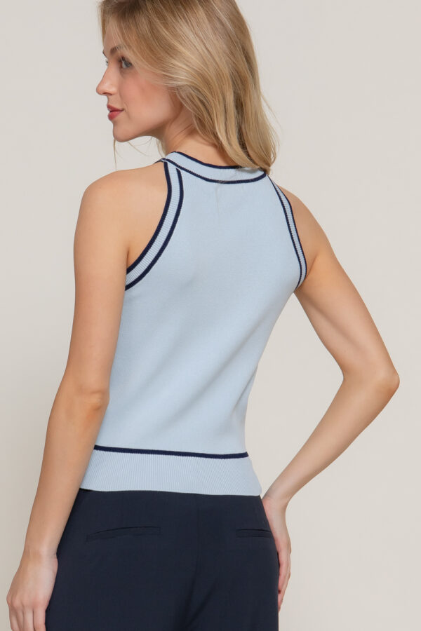 CONTRAST STRIPE HALTER NECK SPRING SWEATER - Image 14